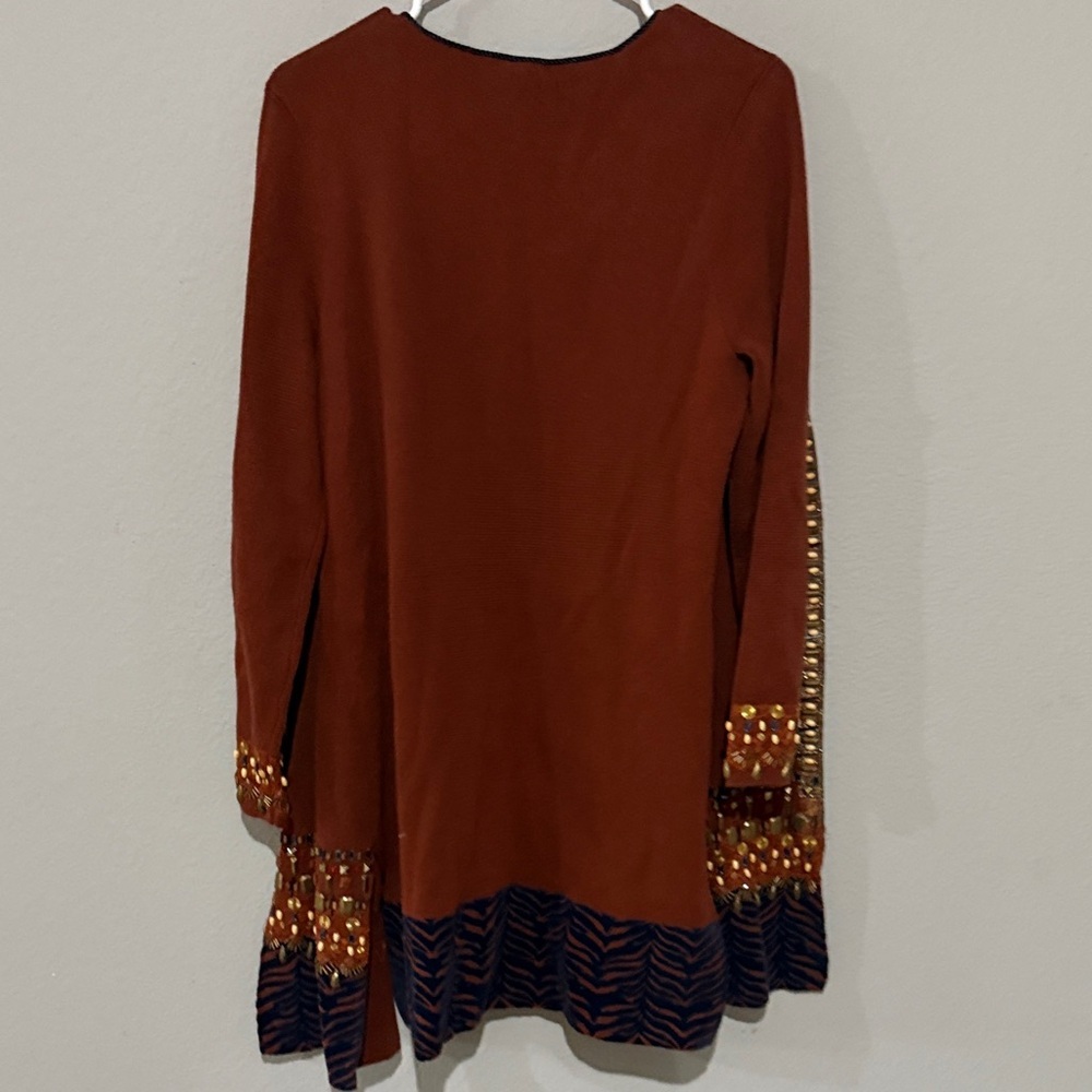 Chico's Rich Brown Cardigan with Beaded Detail long gorgeous - Picture 8 of 9